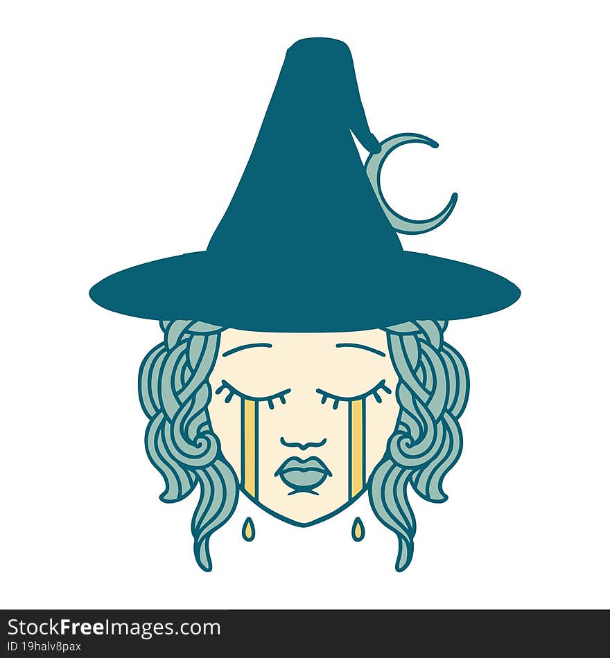 crying human witch character illustration