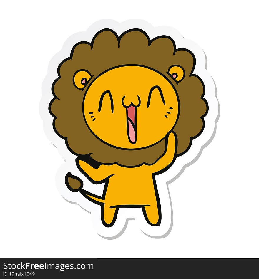 sticker of a happy cartoon lion