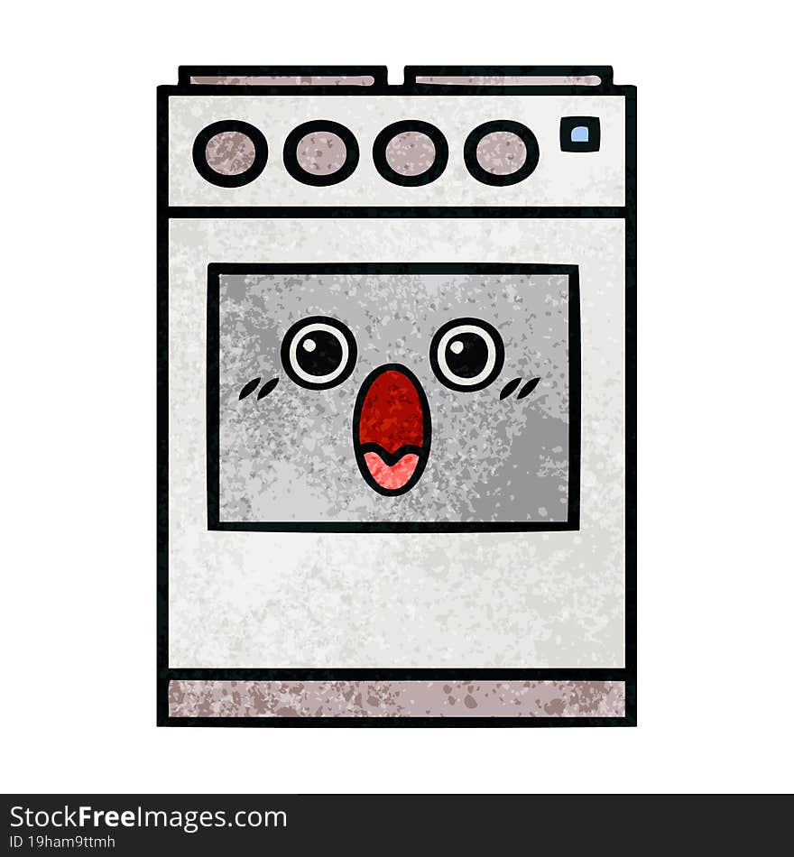 Retro Grunge Texture Cartoon Kitchen Oven