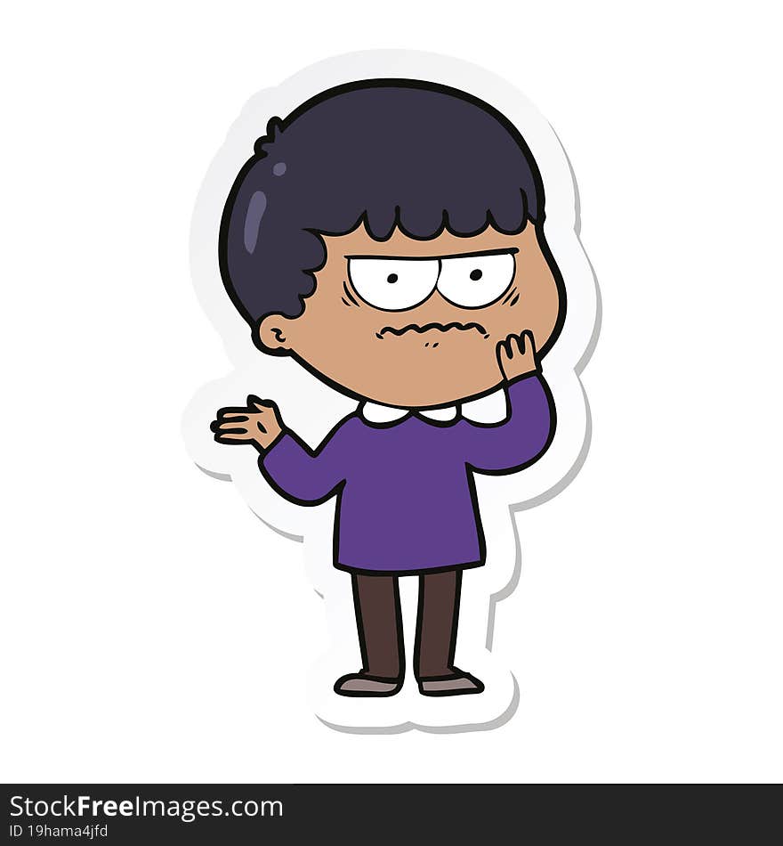 sticker of a cartoon angry man