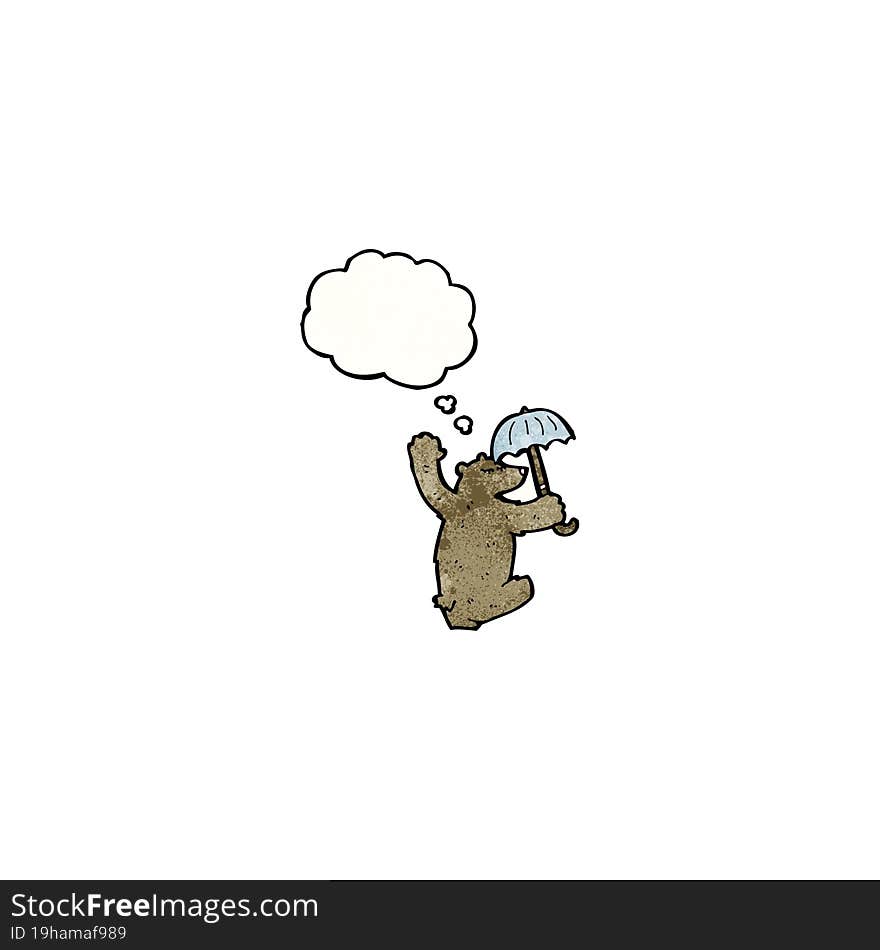 Cartoon Dancing Bear With Umbrella