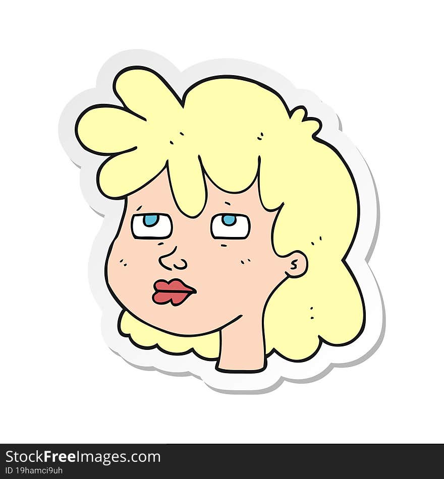 sticker of a cartoon female face