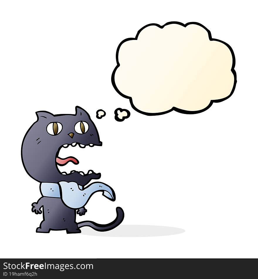 Cartoon Frightened Cat With Thought Bubble