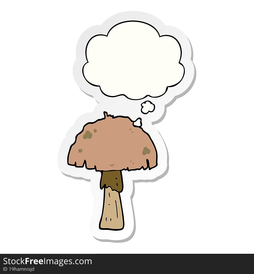 cartoon mushroom and thought bubble as a printed sticker