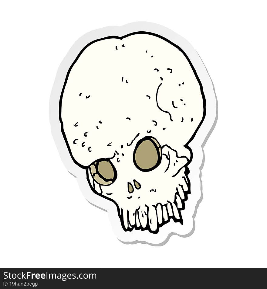 Sticker Of A Cartoon Spooky Skull