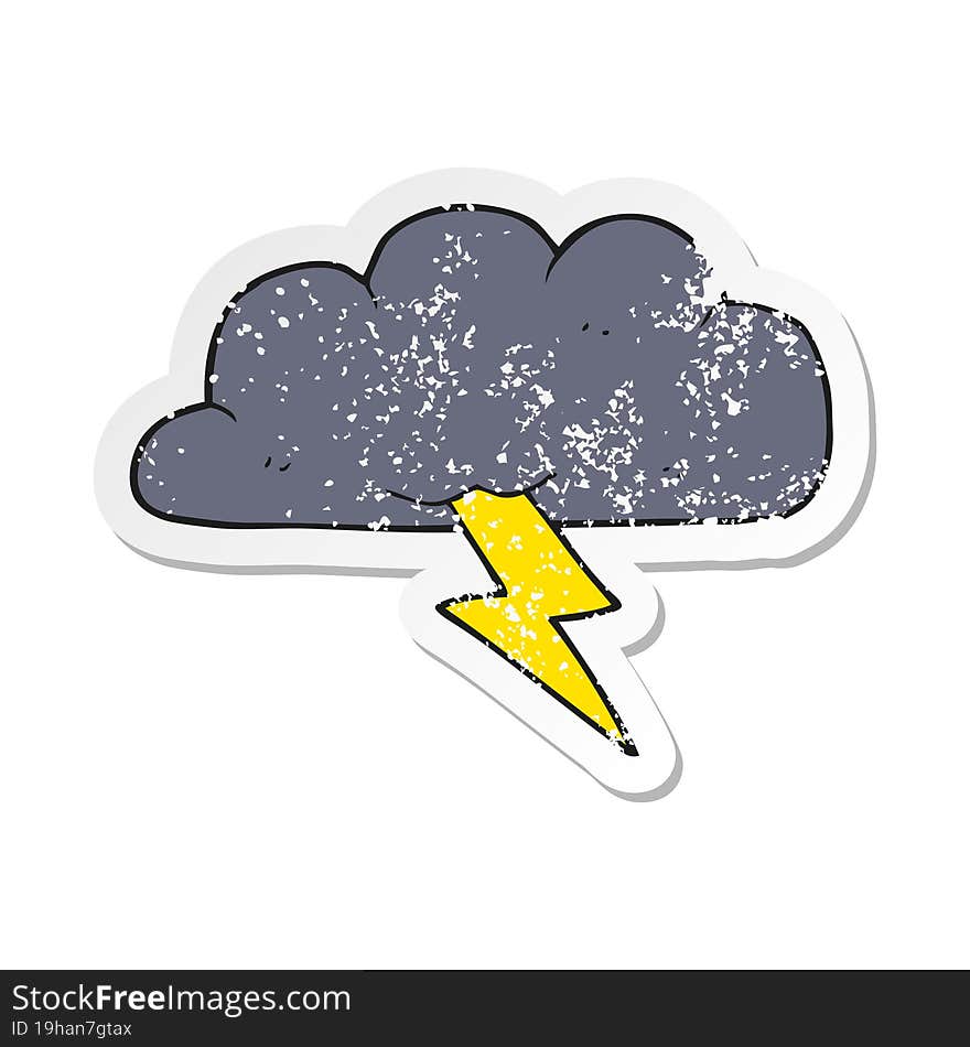 retro distressed sticker of a cartoon thundercloud