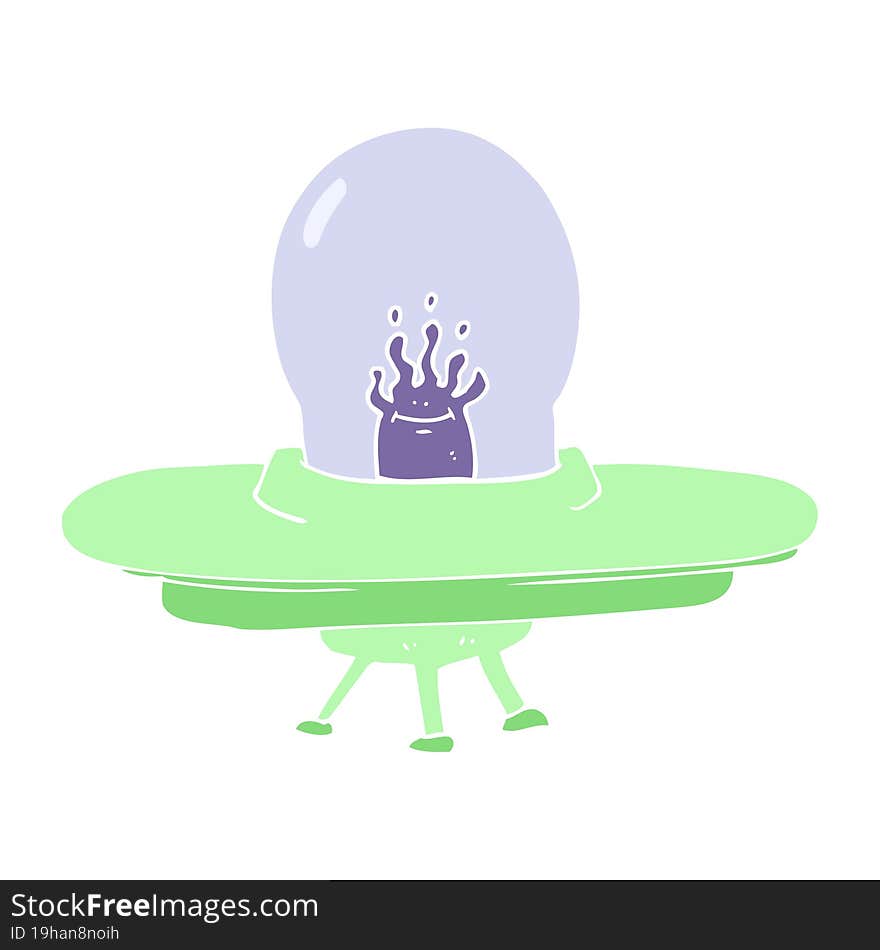 flat color illustration of a cartoon flying saucer