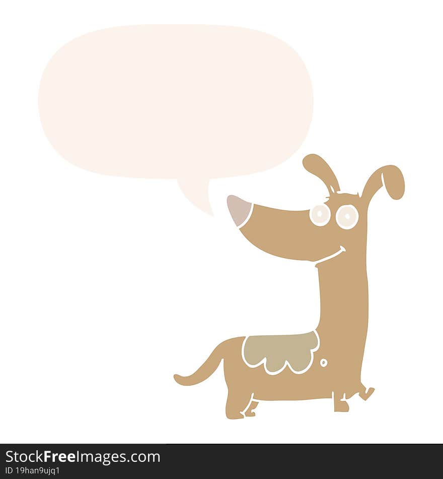 cartoon dog and speech bubble in retro style