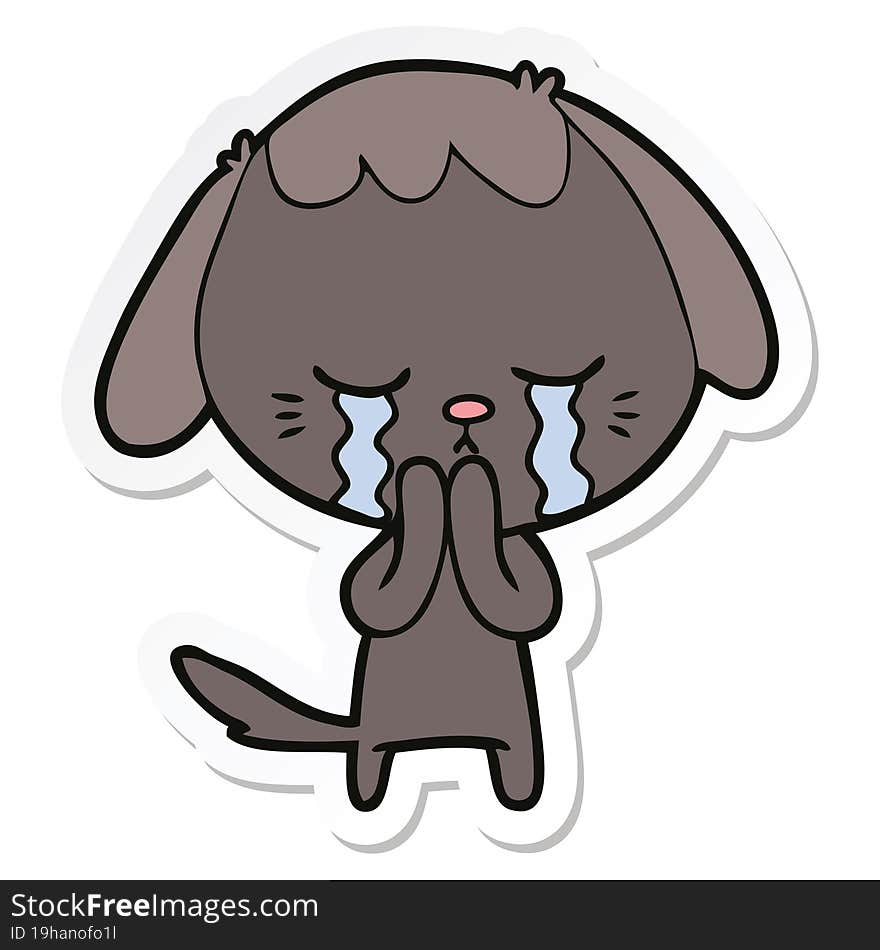 sticker of a cartoon crying dog