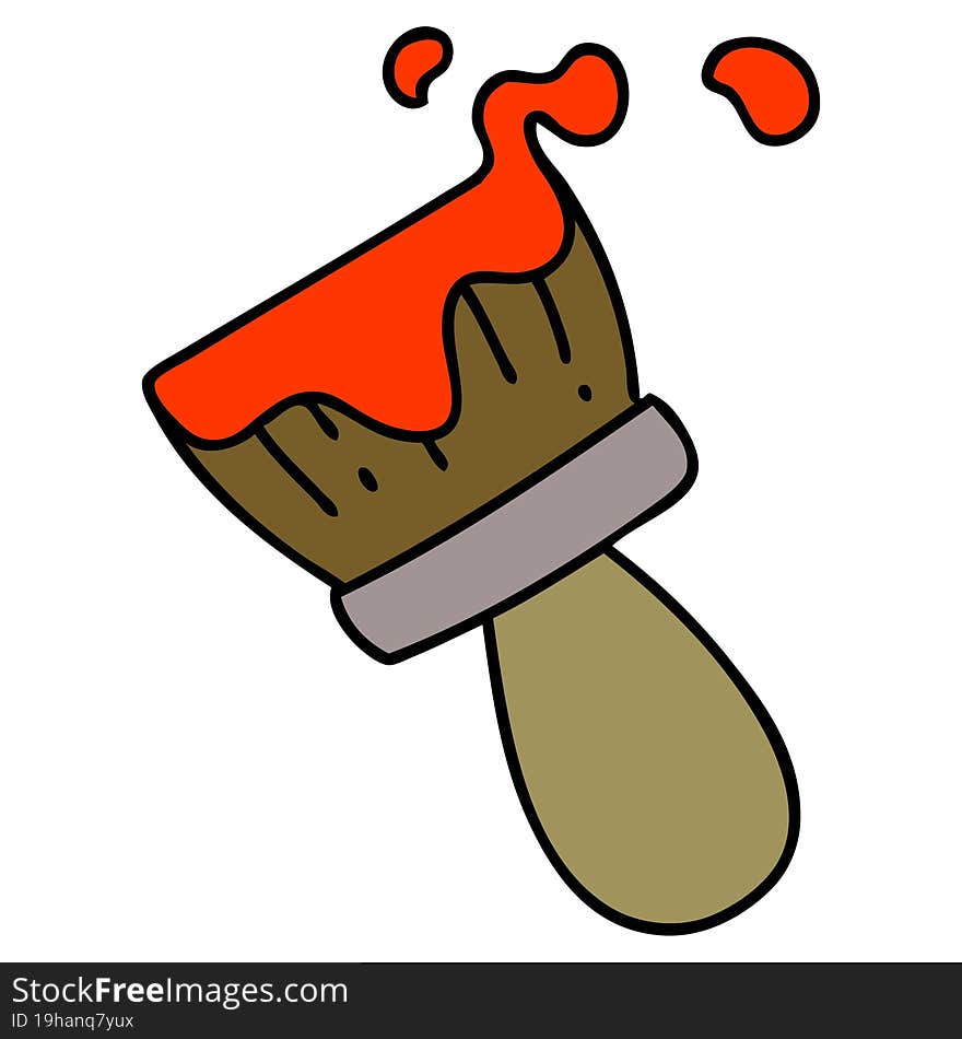 cartoon of a paintbrush loaded with paint. cartoon of a paintbrush loaded with paint