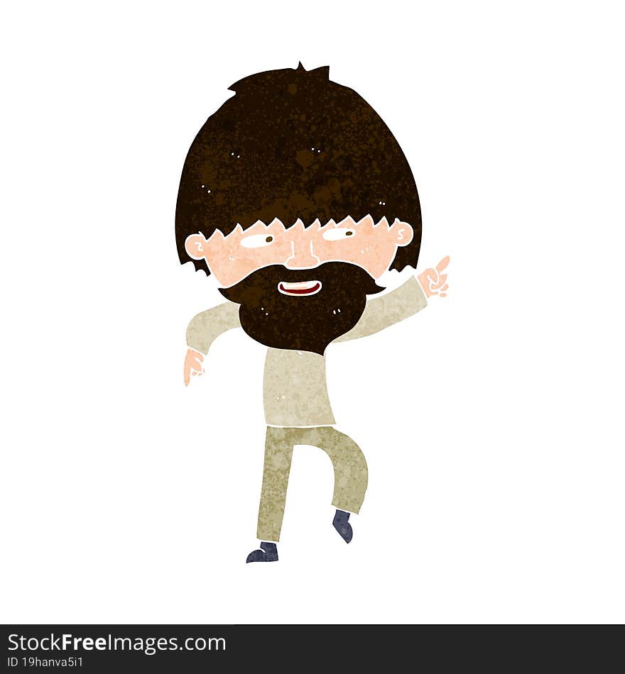 Cartoon Bearded Man Pointing And Laughing