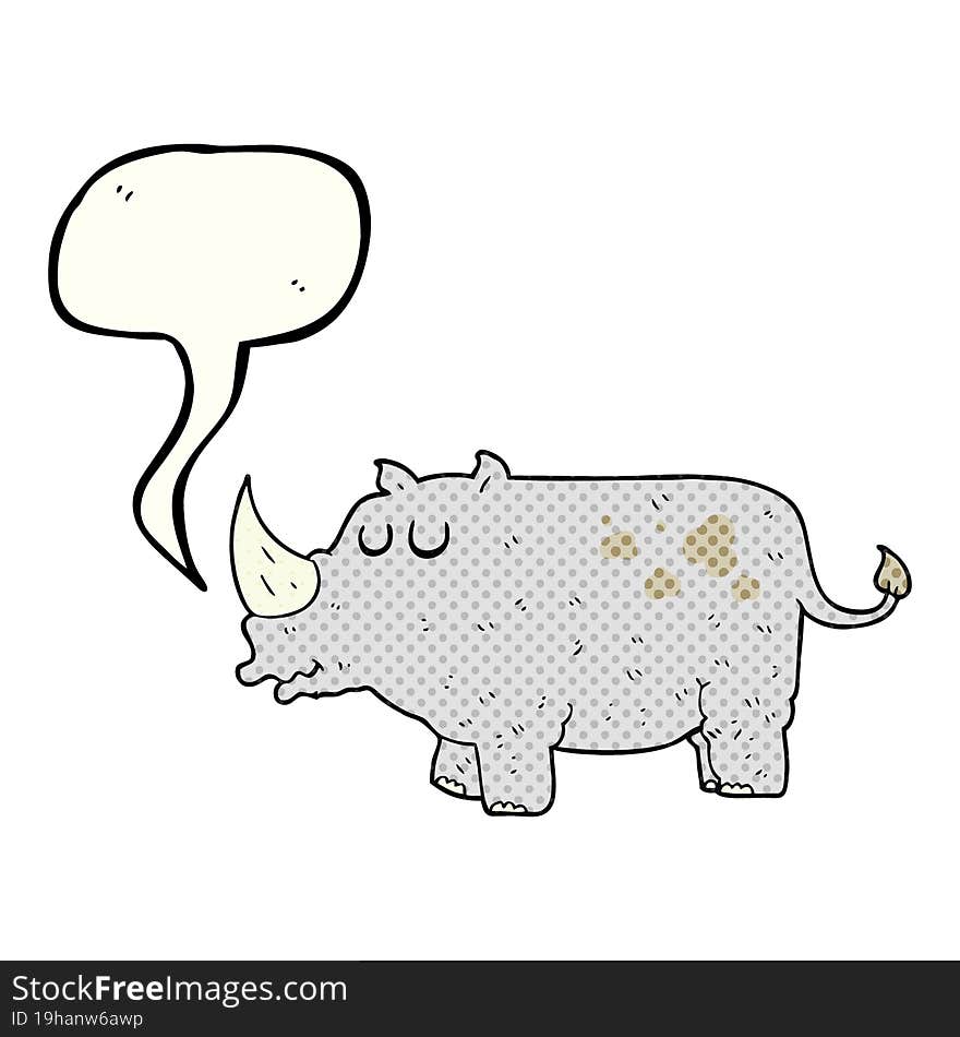 freehand drawn comic book speech bubble cartoon rhino