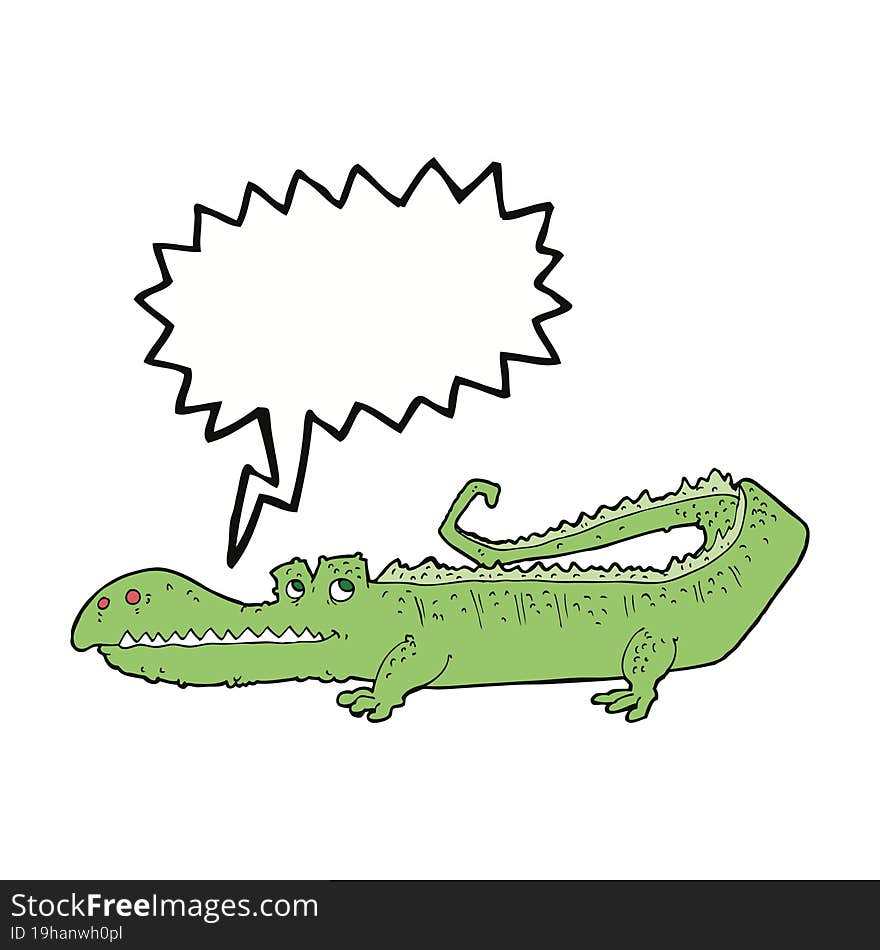 Cartoon Crocodile With Speech Bubble