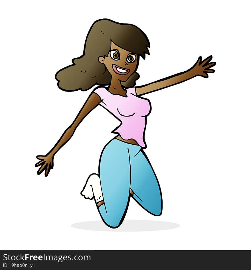 Cartoon Jumping Woman