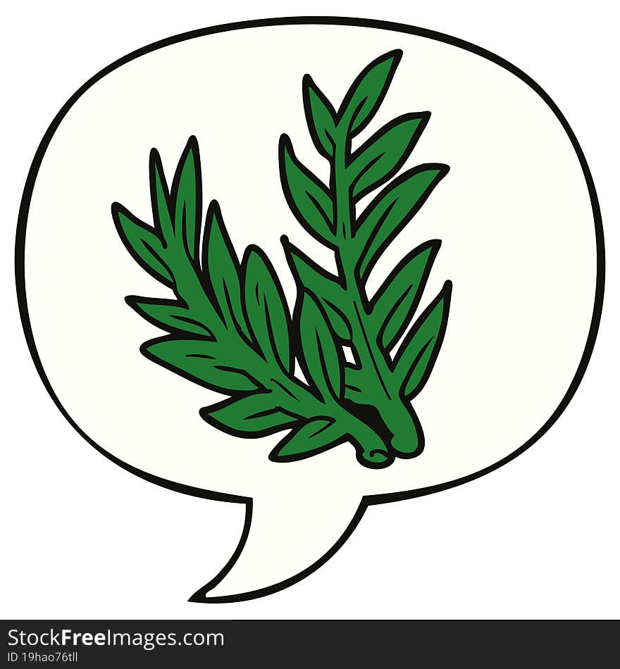 Cartoon Plant And Speech Bubble