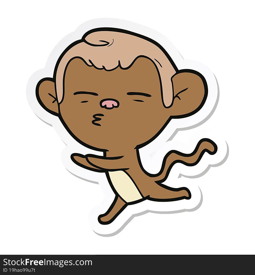 sticker of a cartoon suspicious monkey