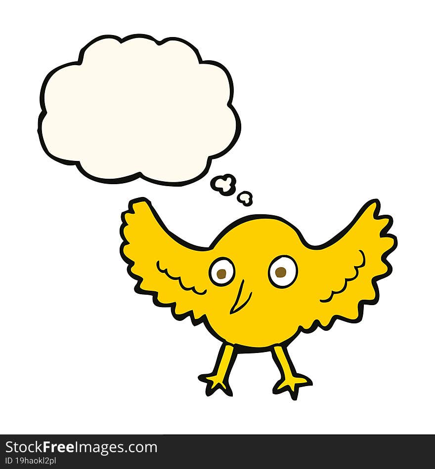 cartoon bird with thought bubble