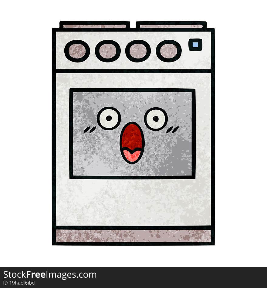 retro grunge texture cartoon kitchen oven