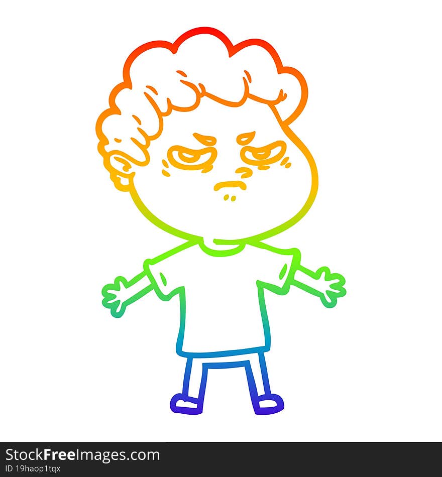 rainbow gradient line drawing cartoon angry man