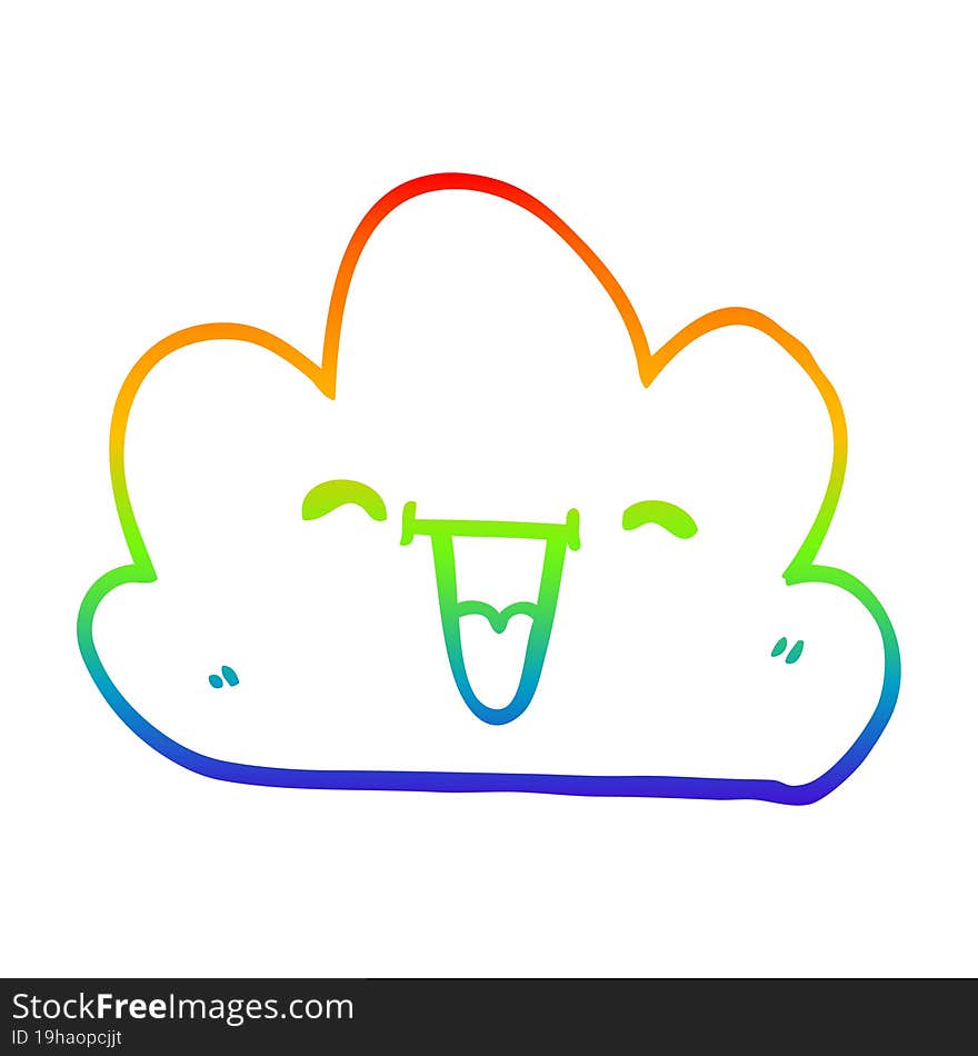 rainbow gradient line drawing cartoon happy grey cloud