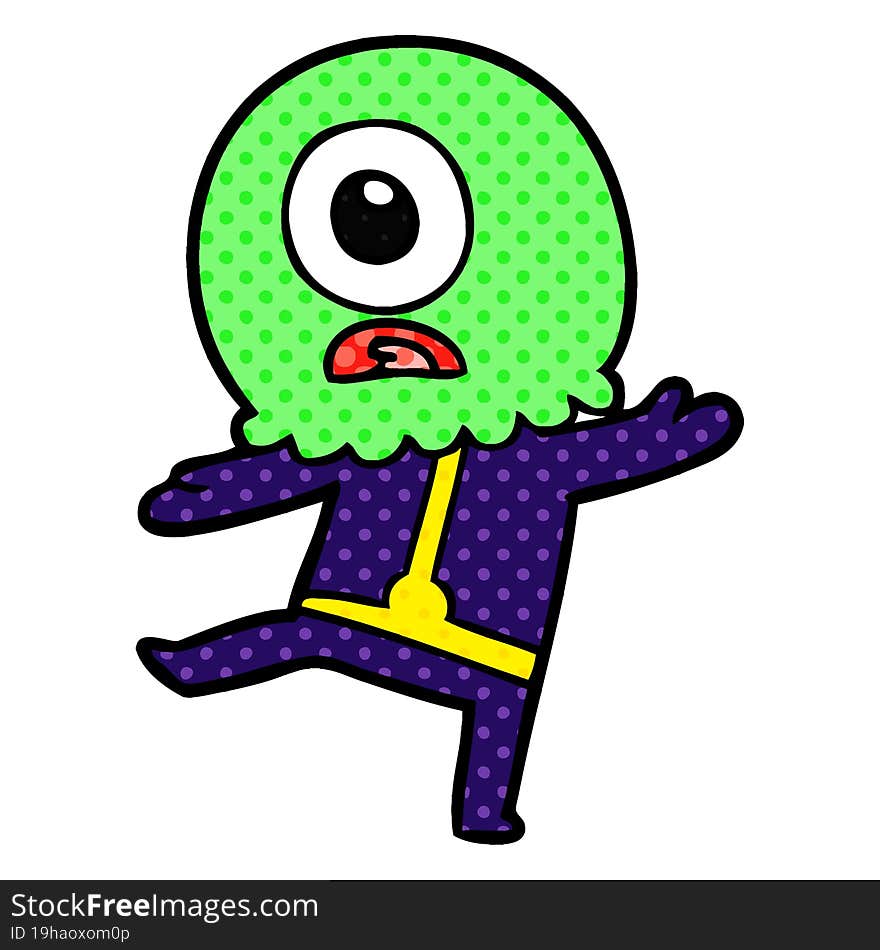 cartoon cyclops alien spaceman. cartoon cyclops alien spaceman