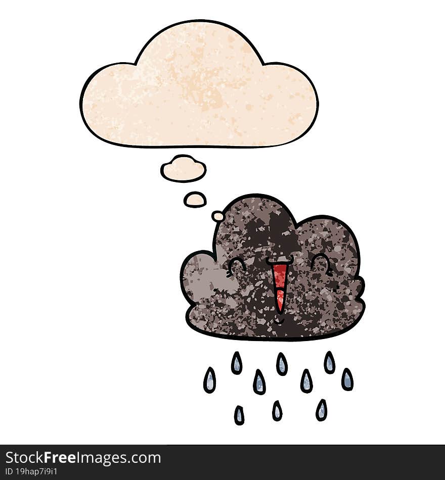 cartoon storm cloud and thought bubble in grunge texture pattern style