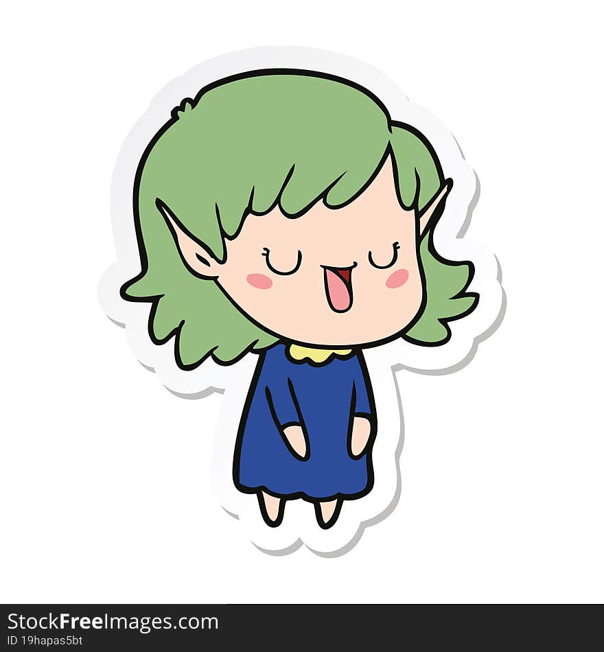 sticker of a cartoon elf girl