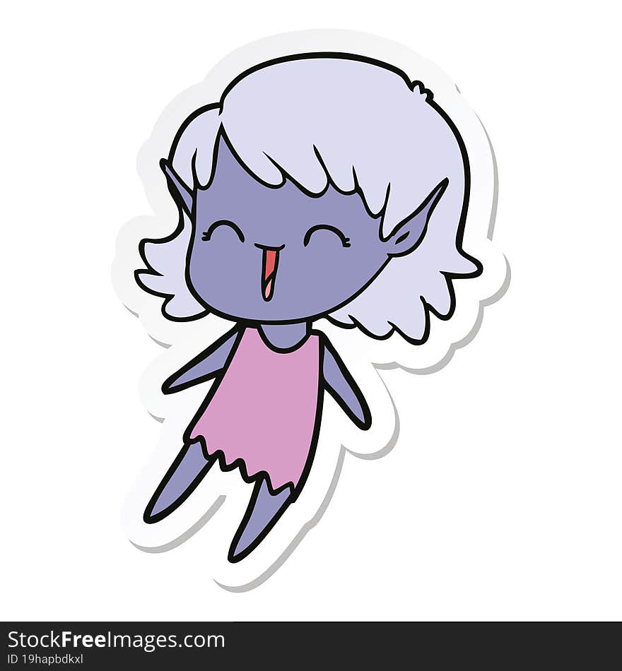 Sticker Of A Cartoon Elf Girl