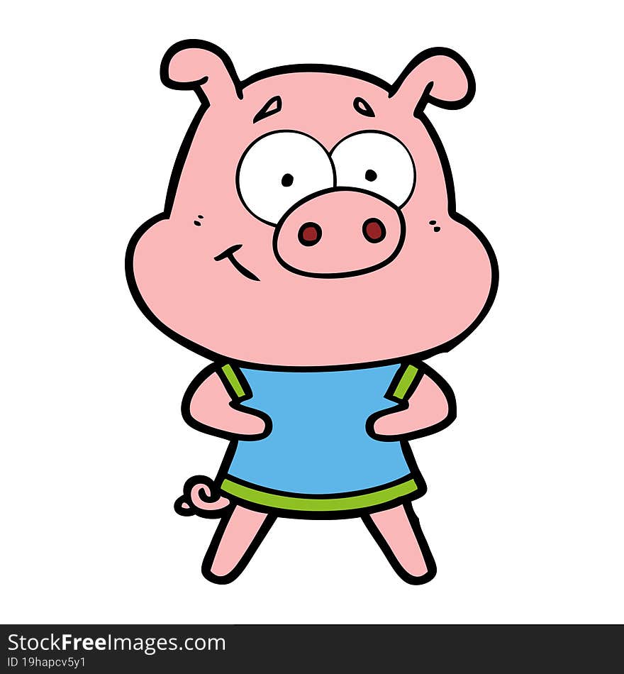 happy cartoon pig. happy cartoon pig