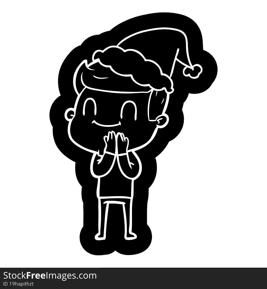 Cartoon Icon Of A Friendly Man Wearing Santa Hat