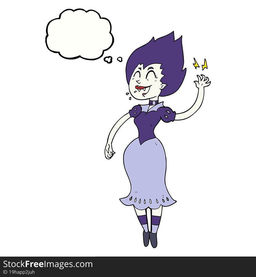 freehand drawn thought bubble cartoon vampire girl