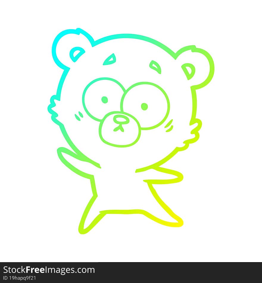 Cold Gradient Line Drawing Anxious Bear Cartoon