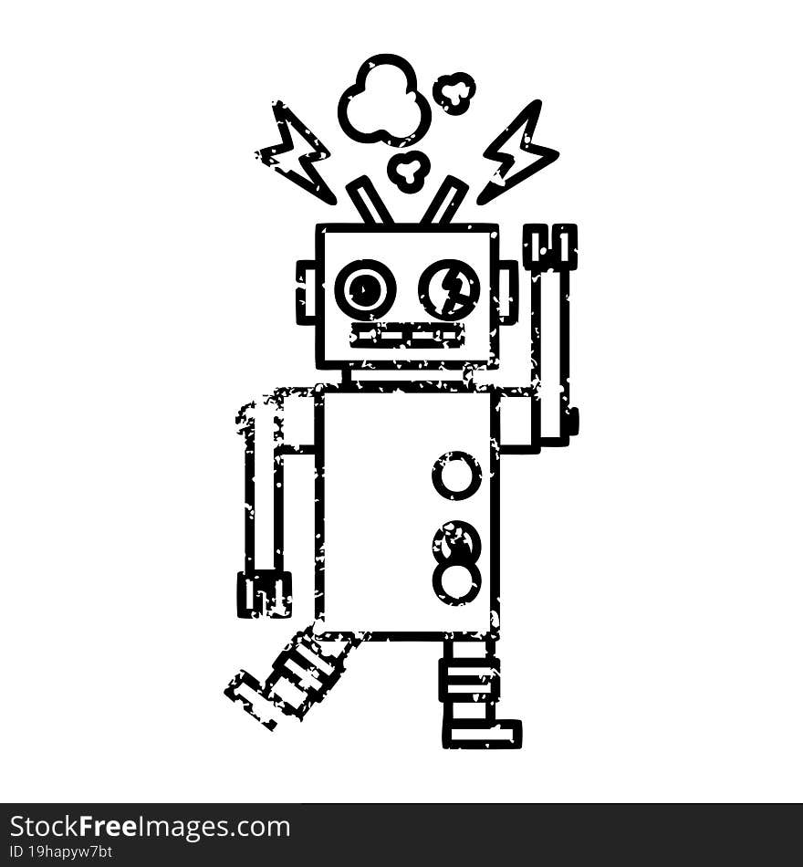 malfunctioning robot distressed icon