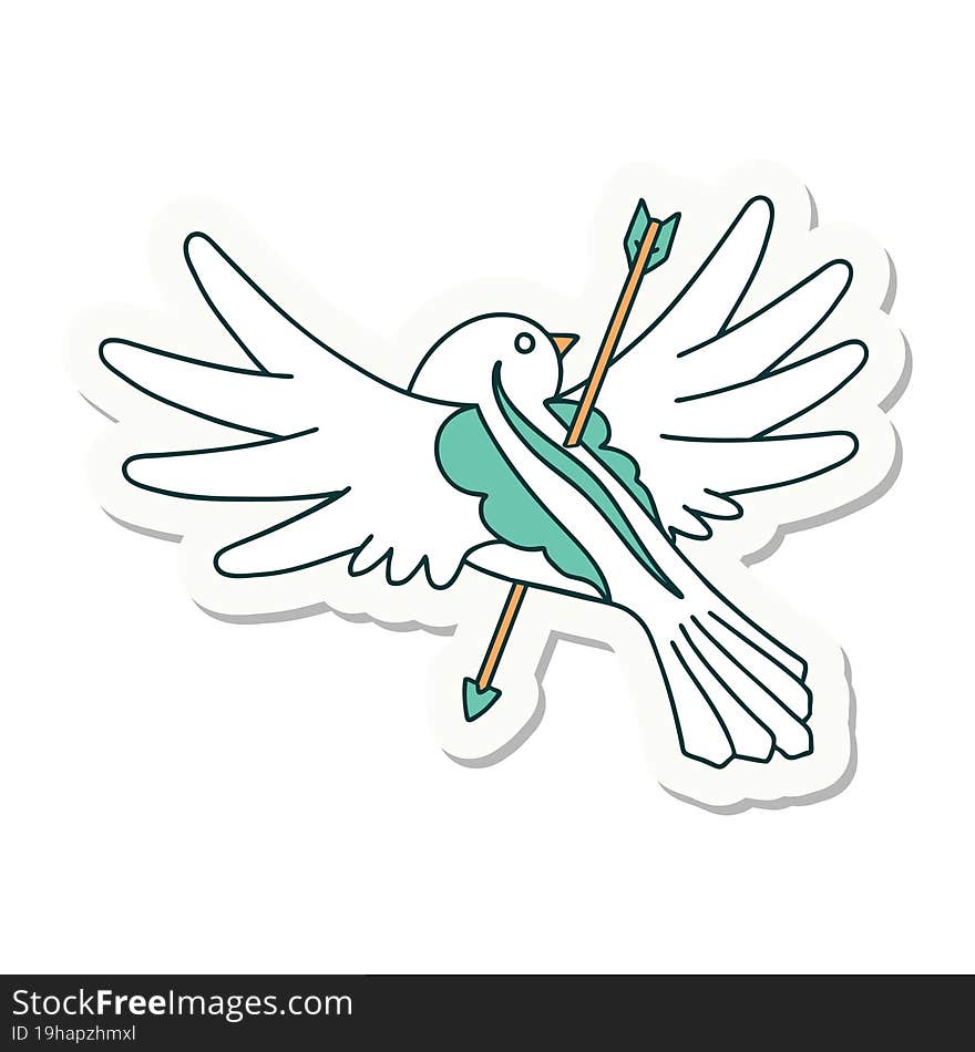 Tattoo Style Sticker Of A Dove Pierced With Arrow