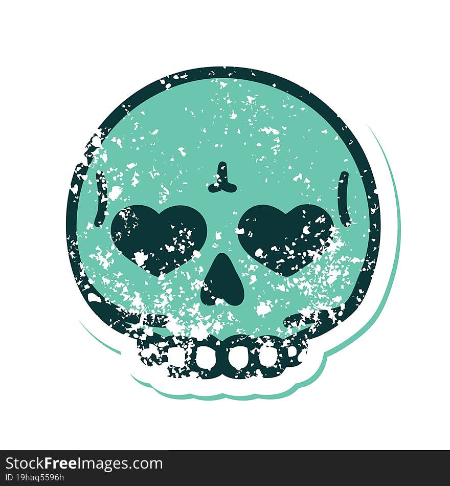 distressed sticker tattoo style icon of a skull