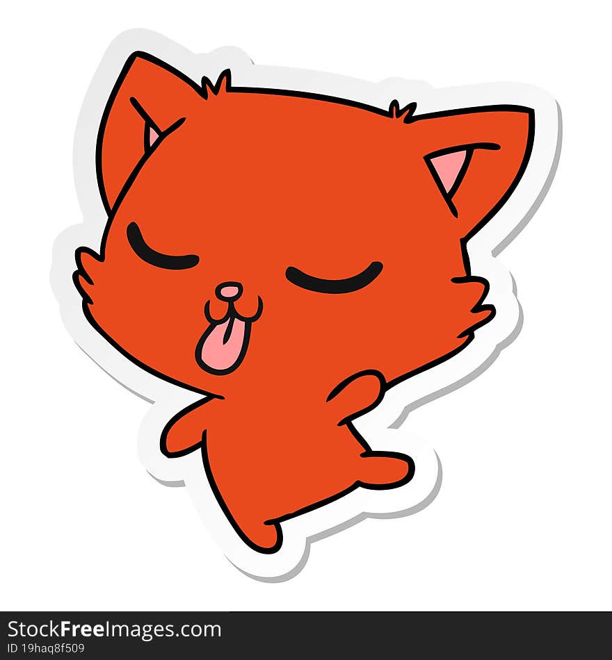 freehand drawn sticker cartoon of cute kawaii cat