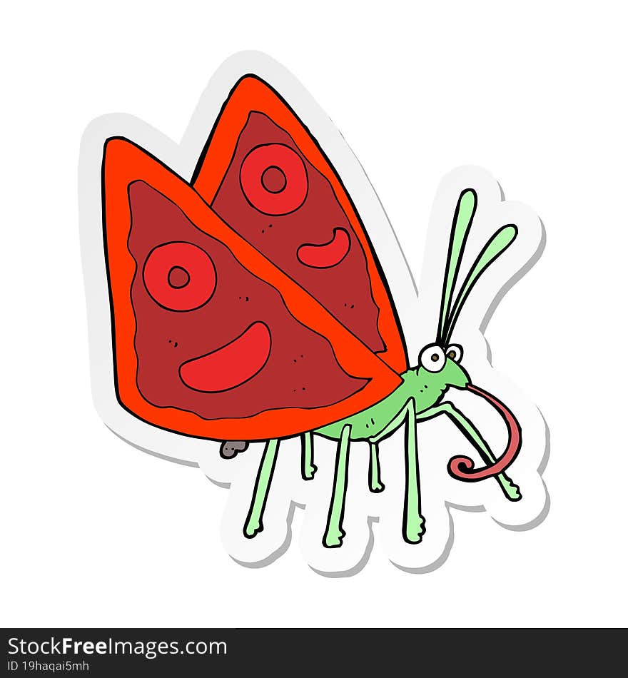 sticker of a cartoon funny butterfly