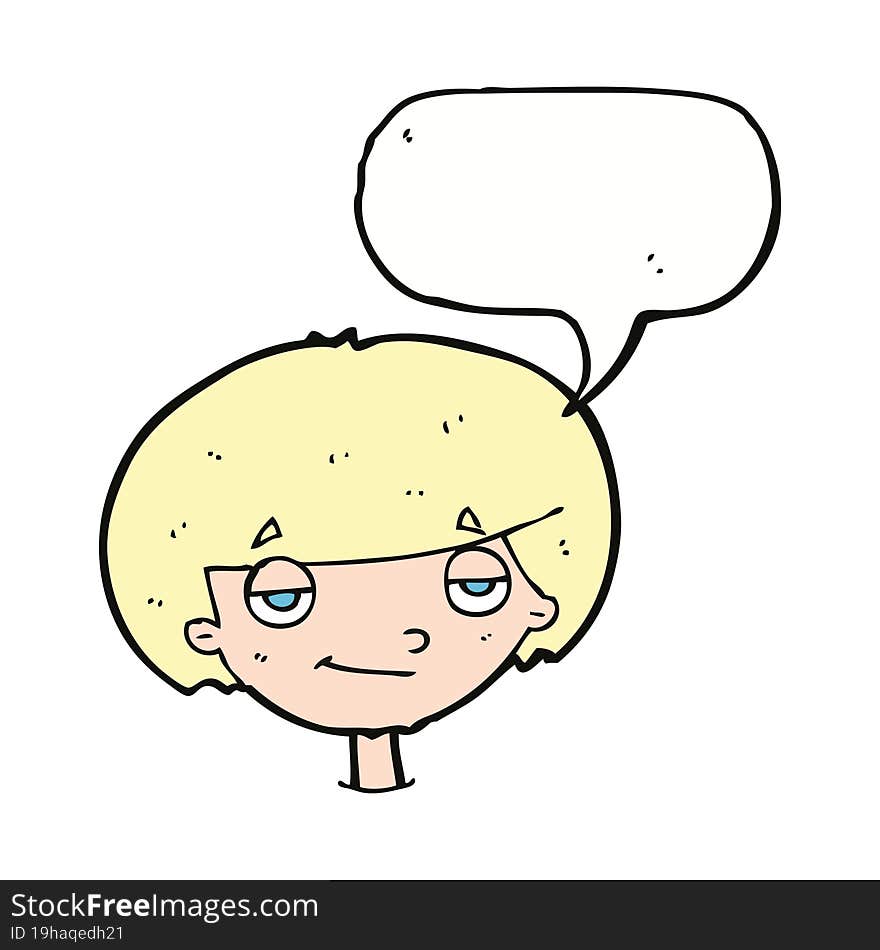 cartoon smug looking boy with speech bubble