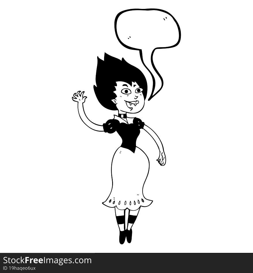 Speech Bubble Cartoon Blood Sucking Vampire Girl