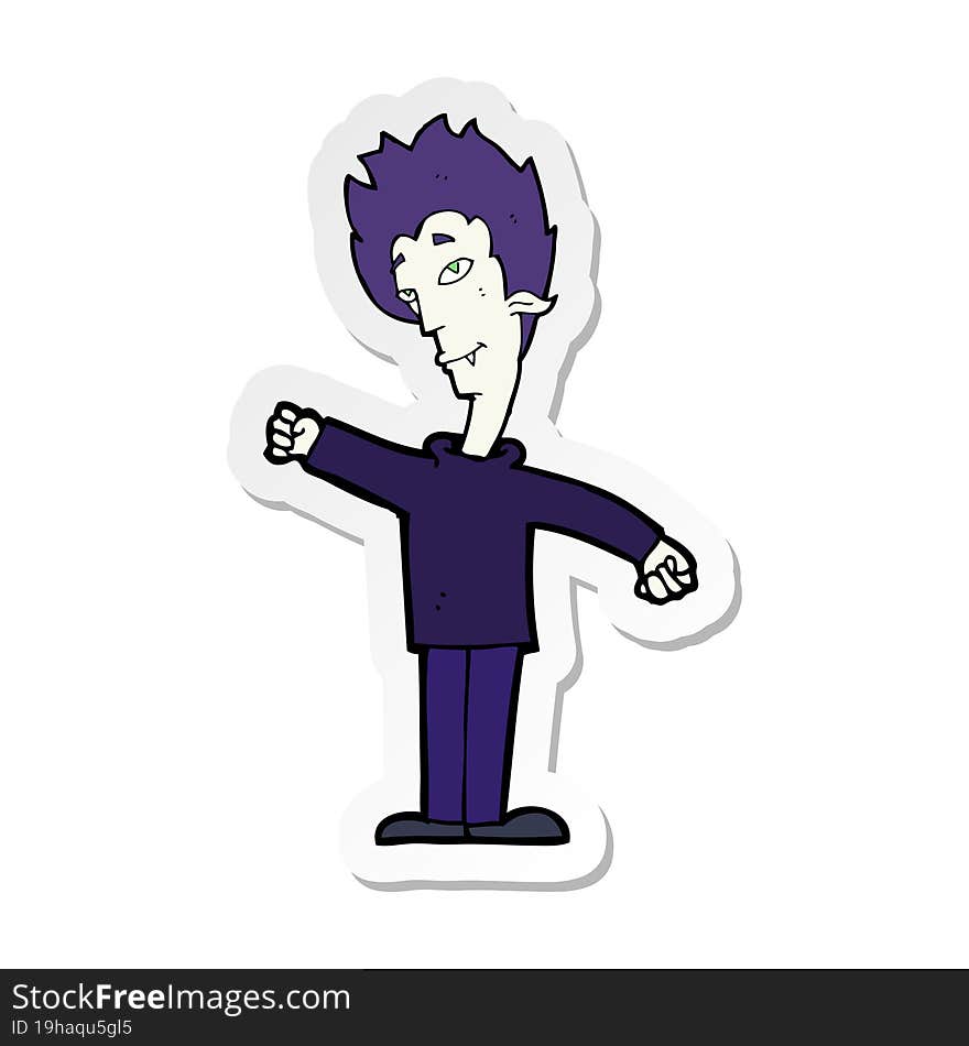 sticker of a cartoon vampire man