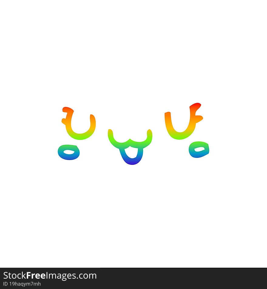 rainbow gradient line drawing of a cute happy cartoon face