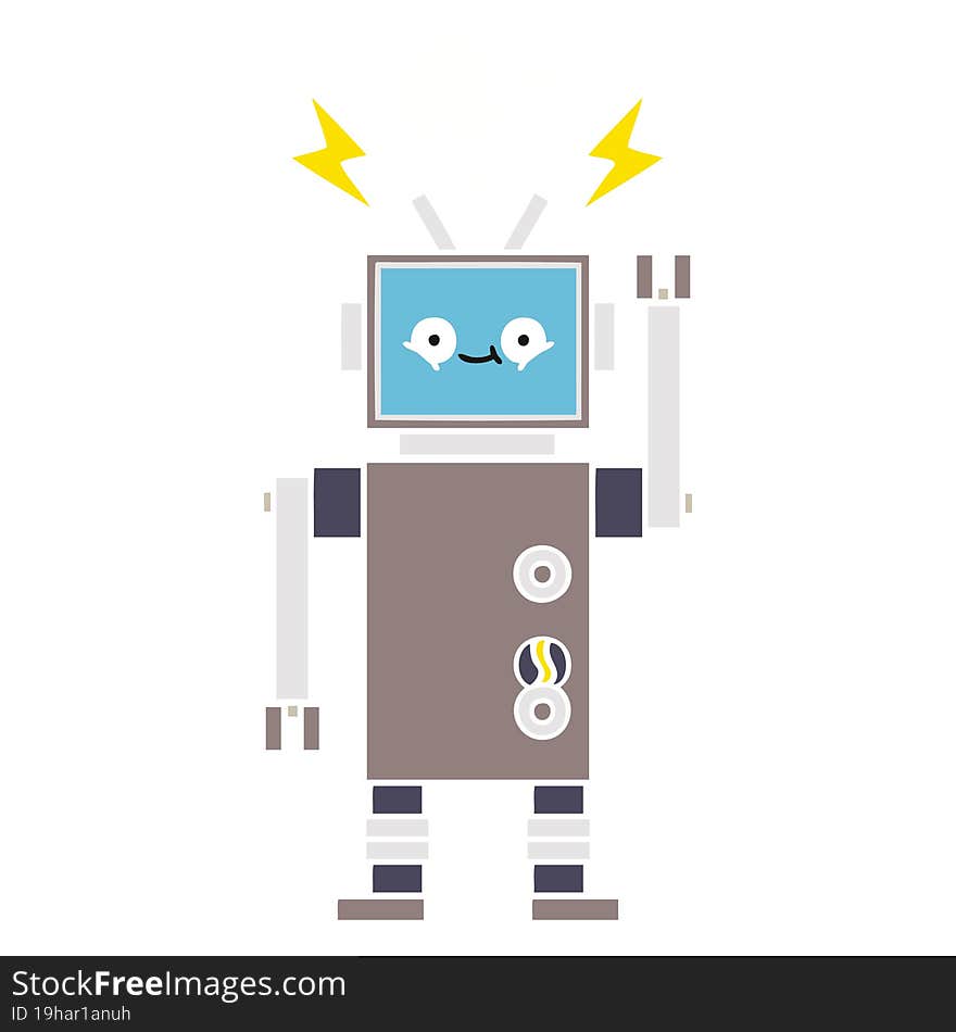 Flat Color Retro Cartoon Robot