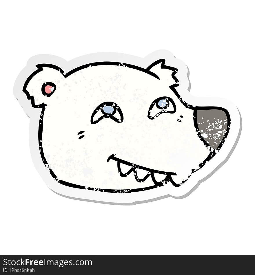 distressed sticker of a cartoon polar bear face