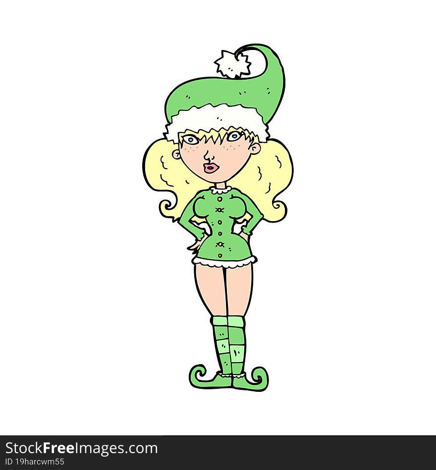 Cartoon Santa S Helper Woman