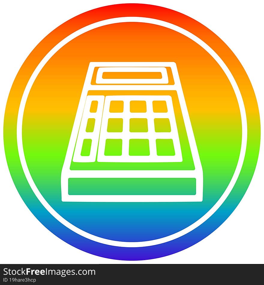 math calculator circular in rainbow spectrum