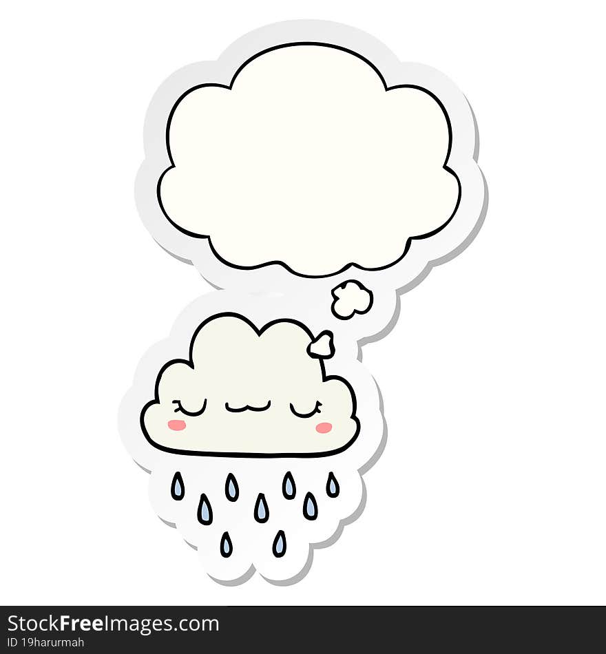 cartoon storm cloud and thought bubble as a printed sticker