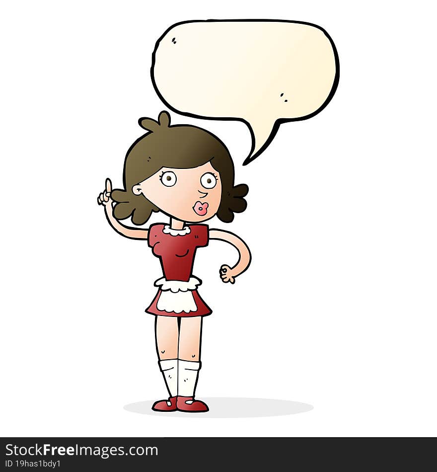 cartoon surprised maid with speech bubble