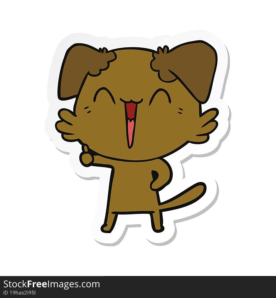 sticker of a happy little dog cartoon