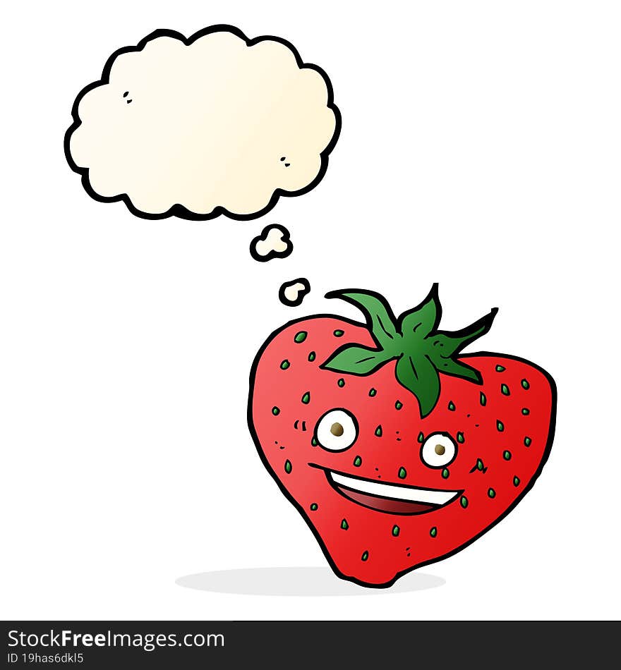 Cartoon Strawberry With Thought Bubble