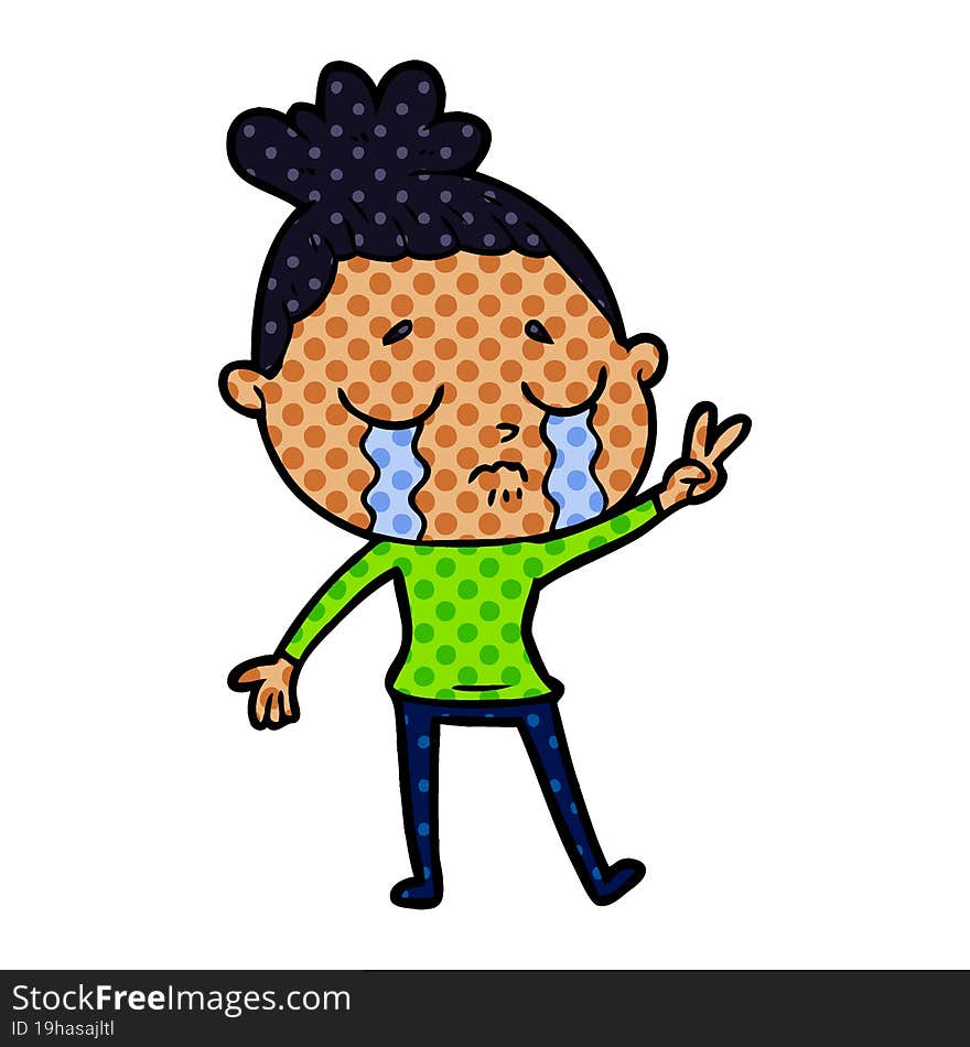 cartoon crying woman. cartoon crying woman